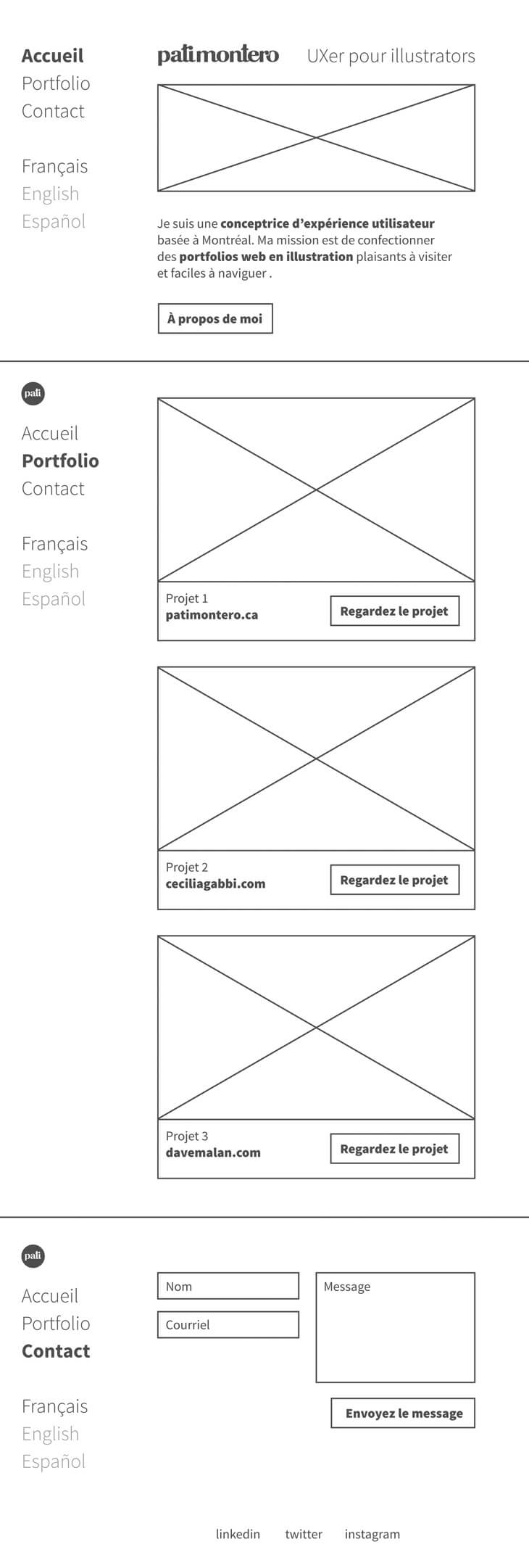 The wireframe for my homepage.